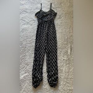 Black and White Patterned Women's Jumpsuit